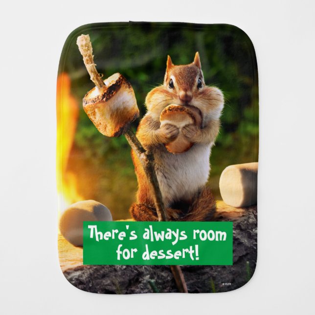 Chipmunk Eating Marshmallow Baby Burp Cloth (Front)