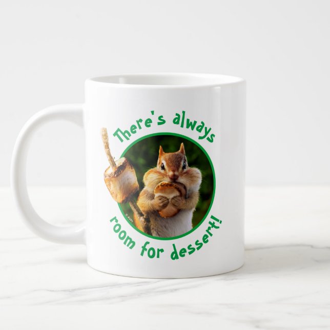 Chipmunk Eating Marshmallow Giant Coffee Mug (Left)