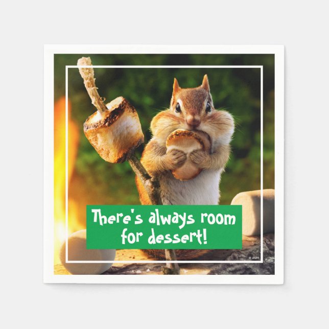 Chipmunk Eating Marshmallow Napkins (Front)