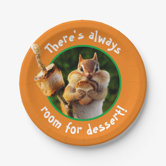 Chipmunk Eating Marshmallow Paper Plates (Front)