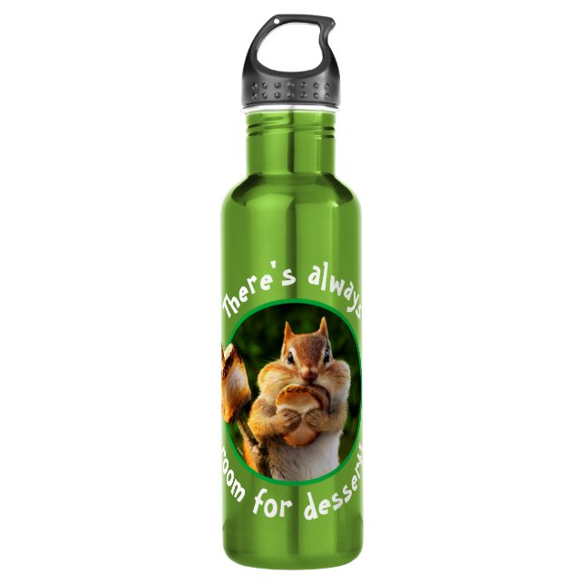 Chipmunk Eating Marshmallow Stainless Steel Water Bottle (Front)