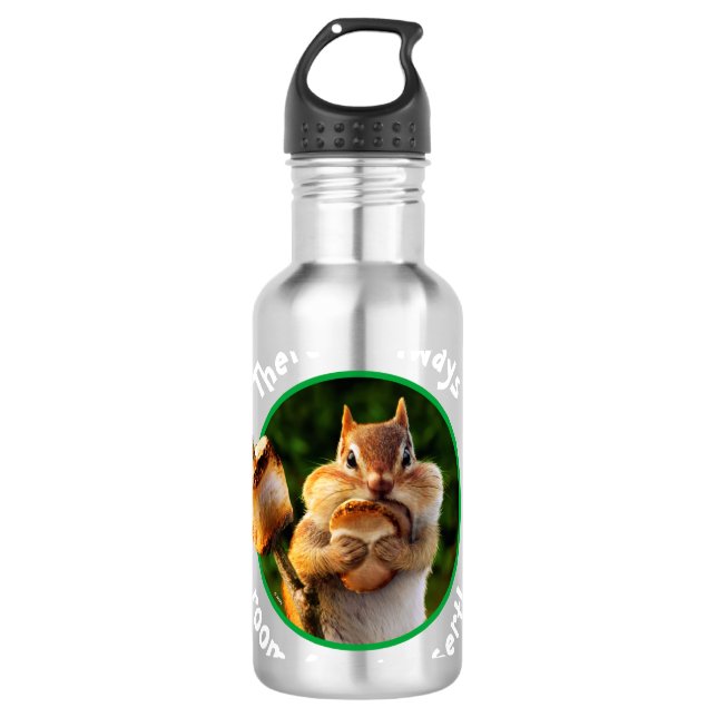 Chipmunk Eating Marshmallow Stainless Steel Water Bottle (Front)