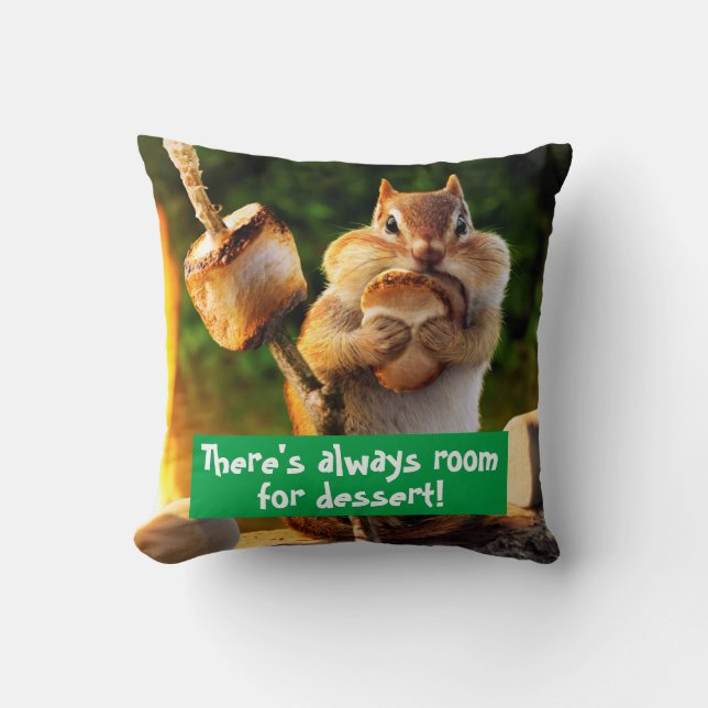 Chipmunk Eating Marshmallow Throw Pillow (Front)