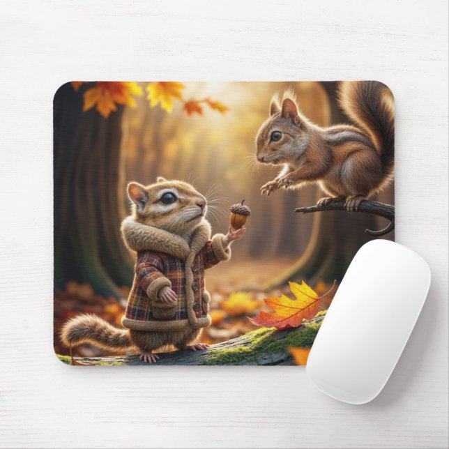 Chipmunk Encounter In an Autumn Woods Mouse Pad (With Mouse)