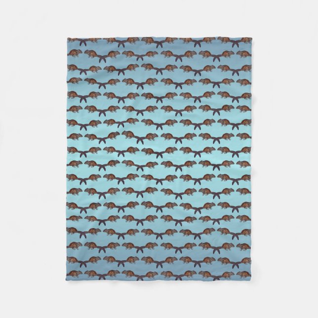 Chipmunk Frenzy Fleece Blanket (Sky Blue Mix) (Front)