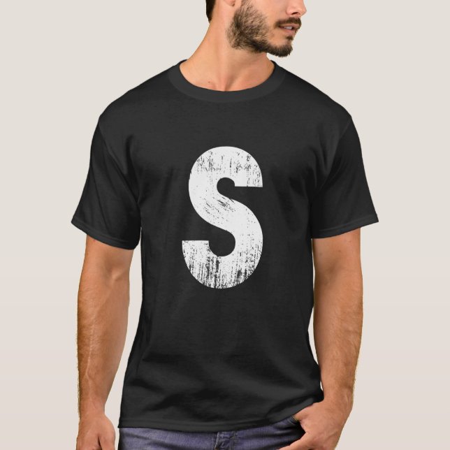Chipmunk Halloween Carnival Costume Letter S Blue  T-Shirt (Front)