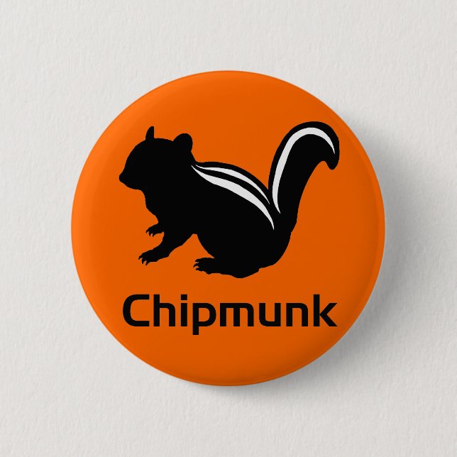 Chipmunk illustration (12) Black Button (Front)