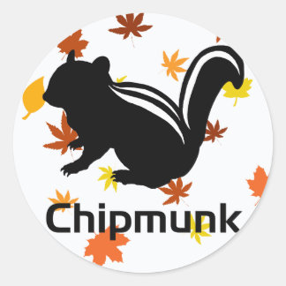 Chipmunk illustration (12) Black Classic Round Sticker