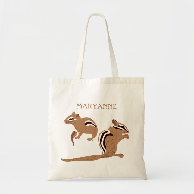 Chipmunk Illustrations Personalized Tote Bag (Front)