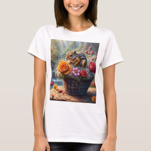 Chipmunk in a flower Basket Womans T_Shirt