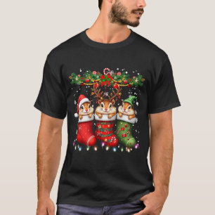 Chipmunk In Christmas Socks Lights Chipmunk Xmas T-Shirt