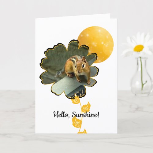 Chipmunk in Flower Frame Wishes a Sunny Birthday Card