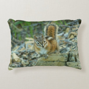 Chipmunk in Glacier National Park Accent Pillow