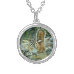 Chipmunk in Glacier National Park Silver Plated Necklace