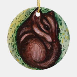 Chipmunk in Spring Ceramic Ornament