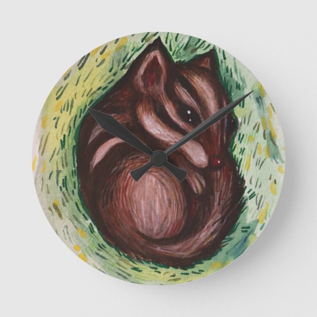 Chipmunk in Spring                                 Round Clock (Front)