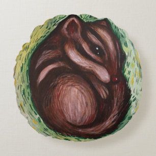 Chipmunk in Spring Round Pillow
