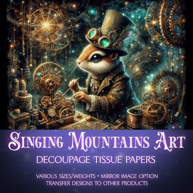 Chipmunk Inventor Steampunk Laboratory Decoupage Tissue Paper (Creator Uploaded)