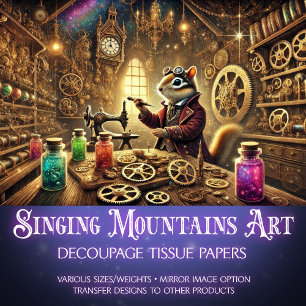 Chipmunk Inventor Steampunk Wonderland Decoupage Tissue Paper