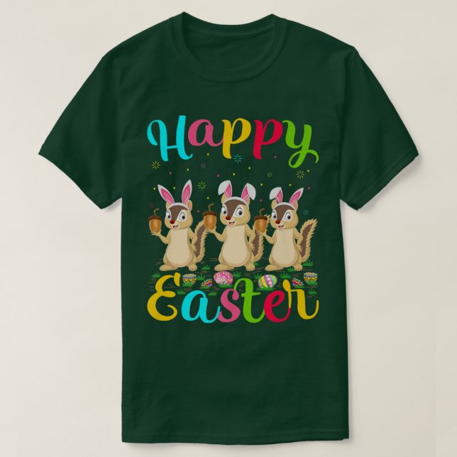 Chipmunk Lover Funny Easter Egg Bunny Chipmunk Hap T-Shirt (Design Front)