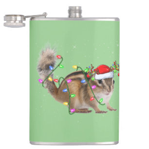 Chipmunk Lover Xmas Lighting Santa Chipmunk Xmas Flask