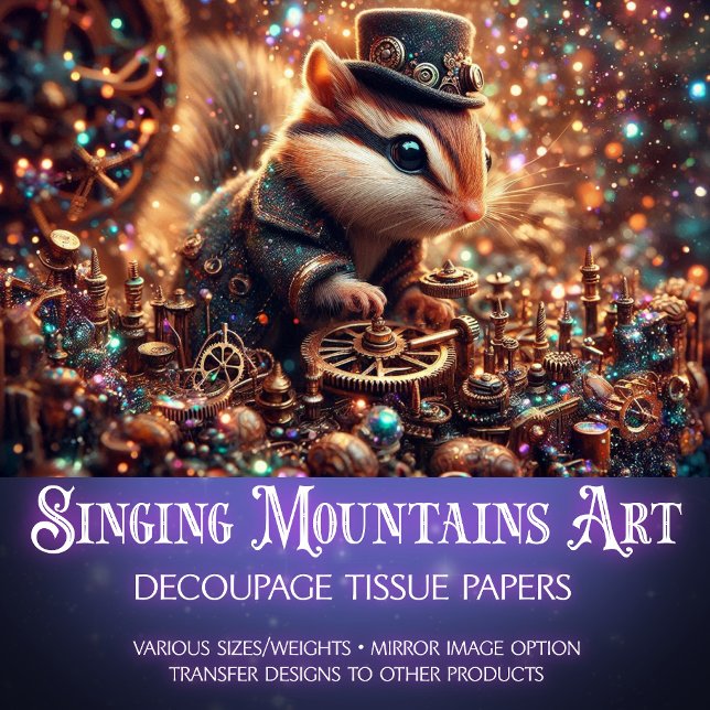 Chipmunk Magical Brass Workshop Decoupage Tissue Paper (Creator Uploaded)