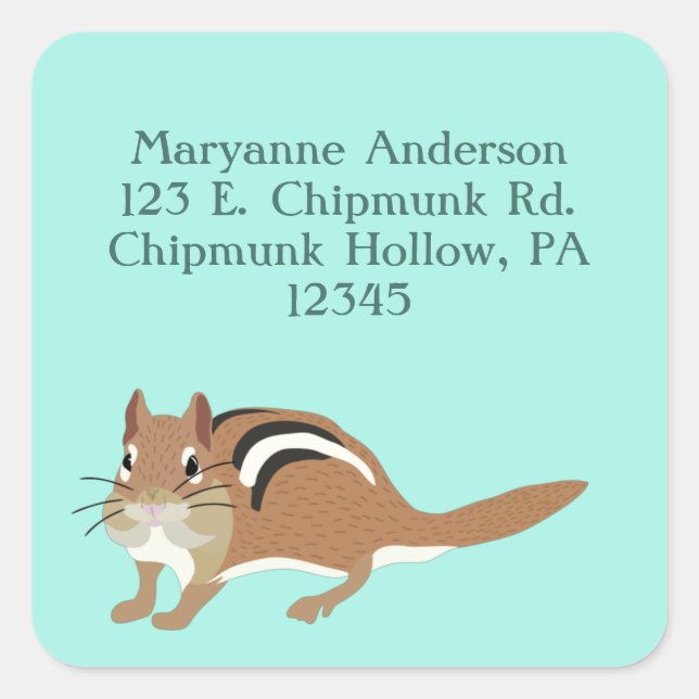 Chipmunk Mint Green Return Address Labels (Front)