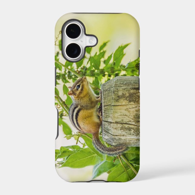 Chipmunk on a Fence Post Iphone Case (Back)