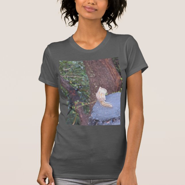 Chipmunk On A Tree Stump T-Shirt (Front)