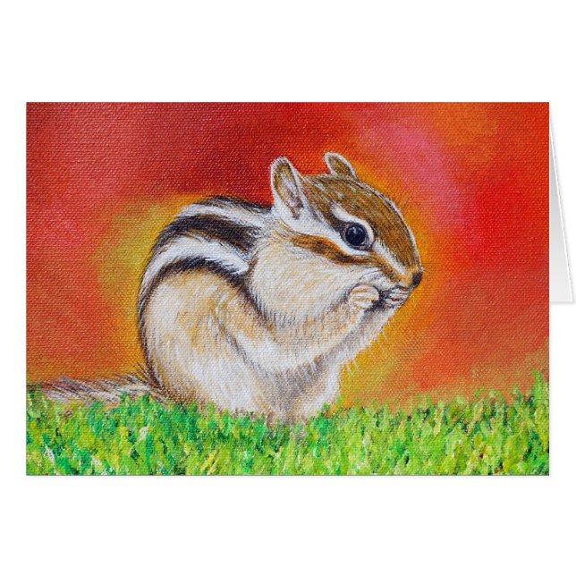 Chipmunk Painting Greeting Card (Front Horizontal)