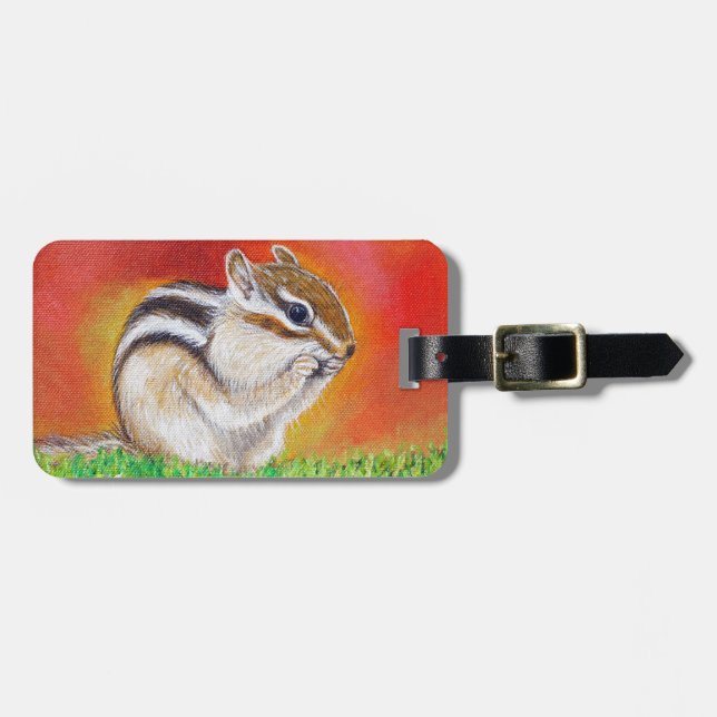 Chipmunk Painting Luggage Tag (Front Horizontal)