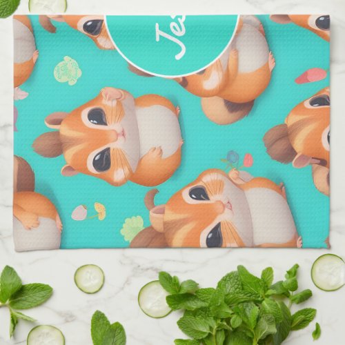 Chipmunk Pastel Colorful Personalized Pattern Kitchen Towel