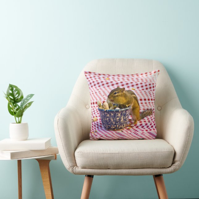 Chipmunk Picnic Throw Pillow (Chair)