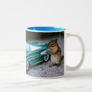Chipmunk Punk - "She Drives Like an Animal!" Two-Tone Coffee Mug