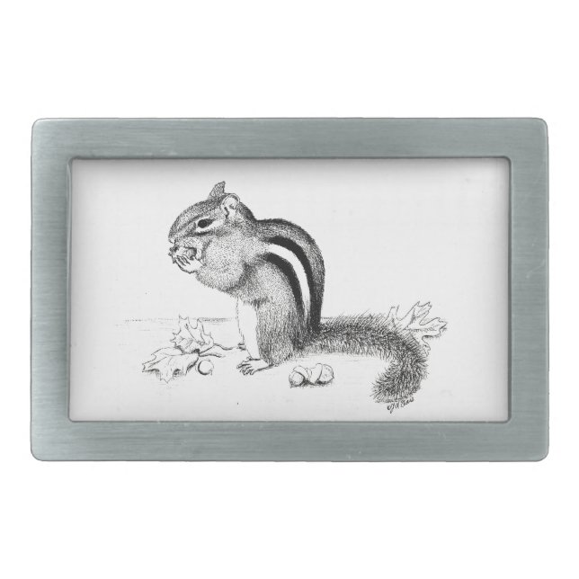 Chipmunk Rectangular Belt Buckle (Front)