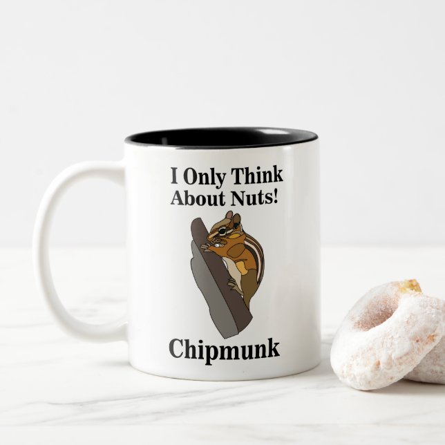 Chipmunk Rodent Funny Two-Tone Coffee Mug (With Donut)