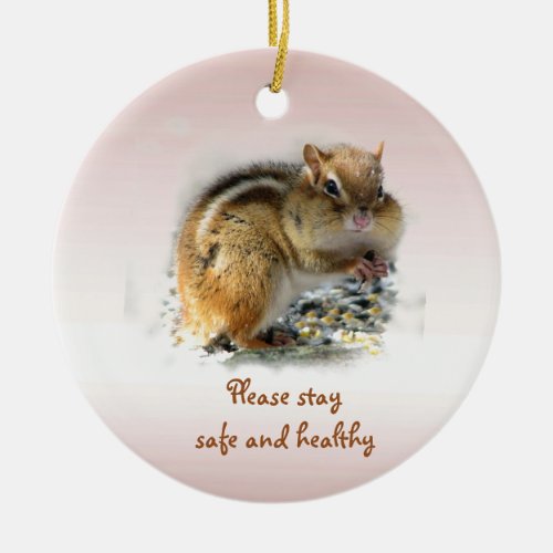 Chipmunk Says Stay Safe and Healthy Ornament