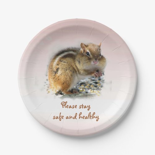 Chipmunk Says Stay Safe and Healthy Paper Plate
