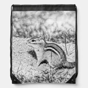 Chipmunk Sketch Drawstring Bag