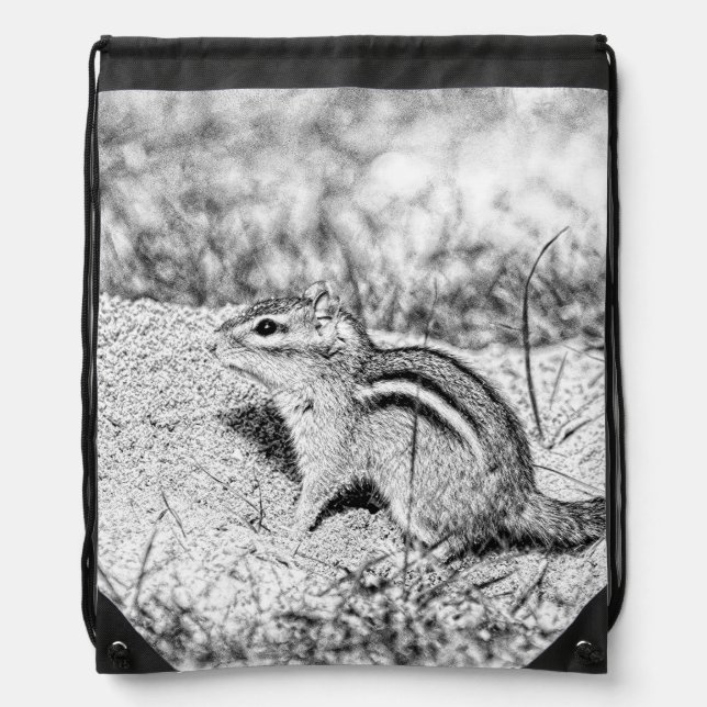Chipmunk Sketch Drawstring Bag (Front)