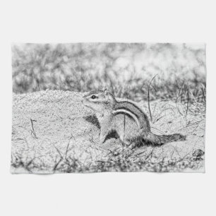 Chipmunk Sketch Kitchen Towel