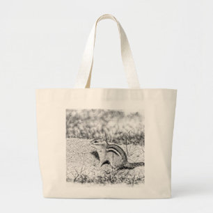 Chipmunk Sketch Large Tote Bag