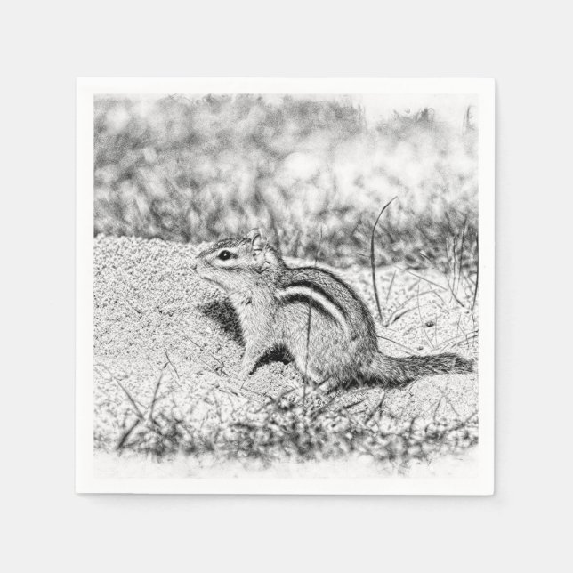 Chipmunk Sketch Paper Napkins (Front)