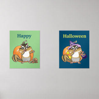 Chipmunk Squirrel Halloween Nursery Kids Print Wall Art Sets