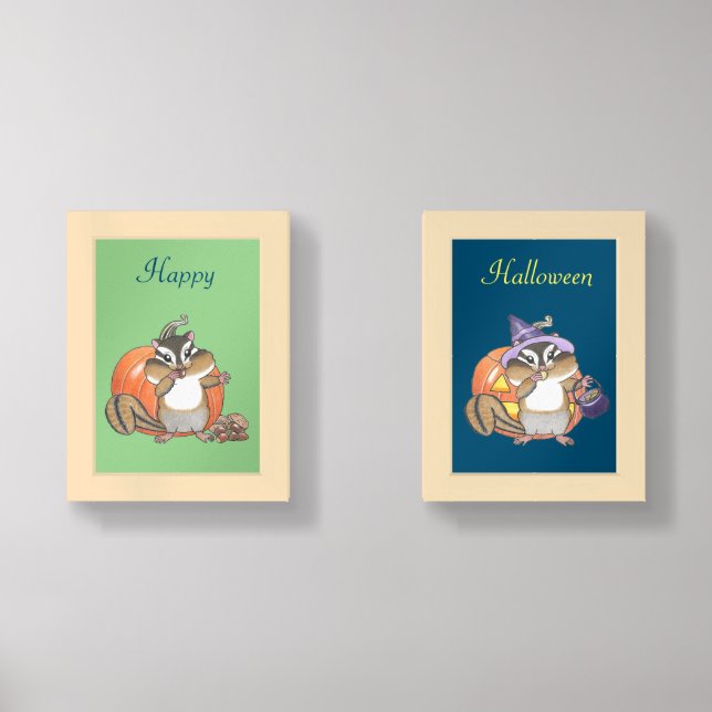 Chipmunk Squirrel Halloween Nursery Kids Print Wall Art Sets (Front)
