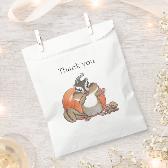 Chipmunk Squirrel Thank you  Favor Bag (Clipped)