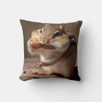 Chipmunk Stuffing His Face Throw Pillow