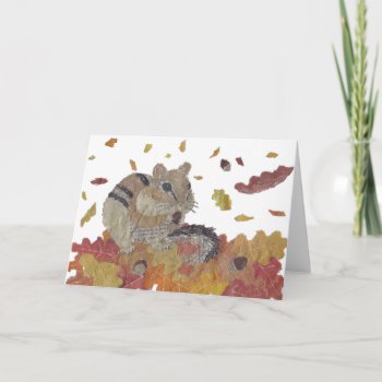 Chipmunk  Thanksgiving  Woodland Animal  Autumn Holiday Card by BlessHue at Zazzle