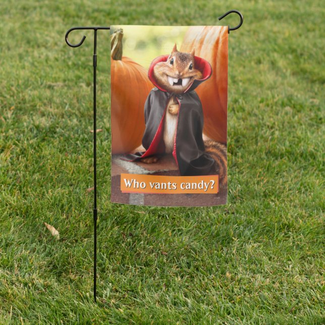 Chipmunk Vampire Garden Flag (In SItu)