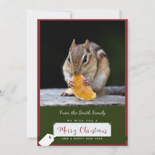 Chipmunk with a Mandarin Slice Christmas Card